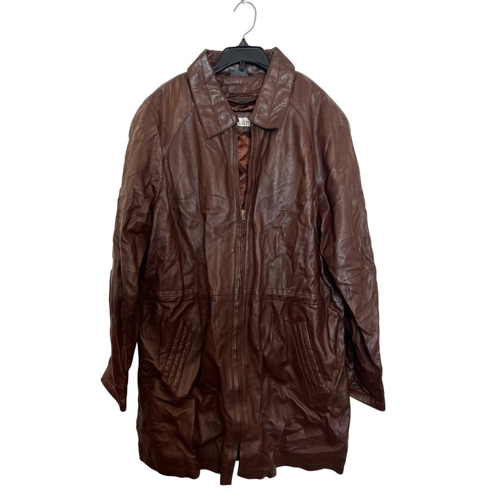 ExcelleD Brown Genuine Leather Long Jacket L Reg
